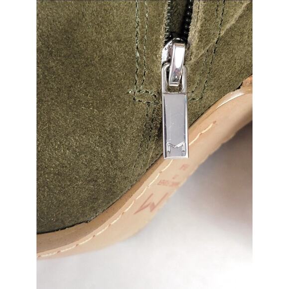 Marc Fisher Suede Fringe Open Toe Booties Women’s 9.5M Army Green Block Heel - Picture 14 of 14